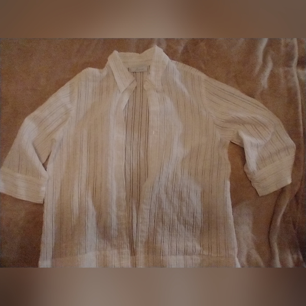 JH Collectibles Cream Striped Button Down Shirt
